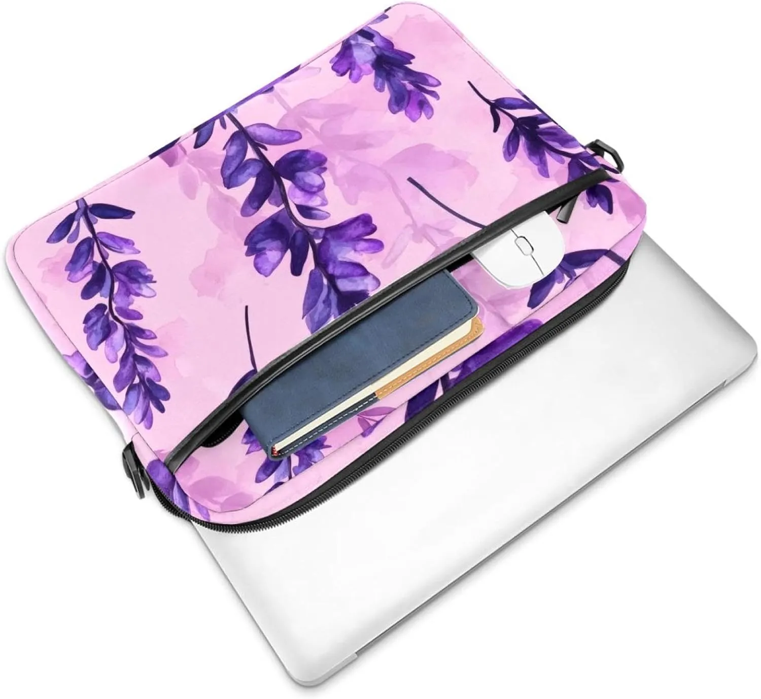 Laptop Bag Messenger Sleeve Watercolor Purple Butterflies on White Background Portable Tote Laptop Case Work Business Bag