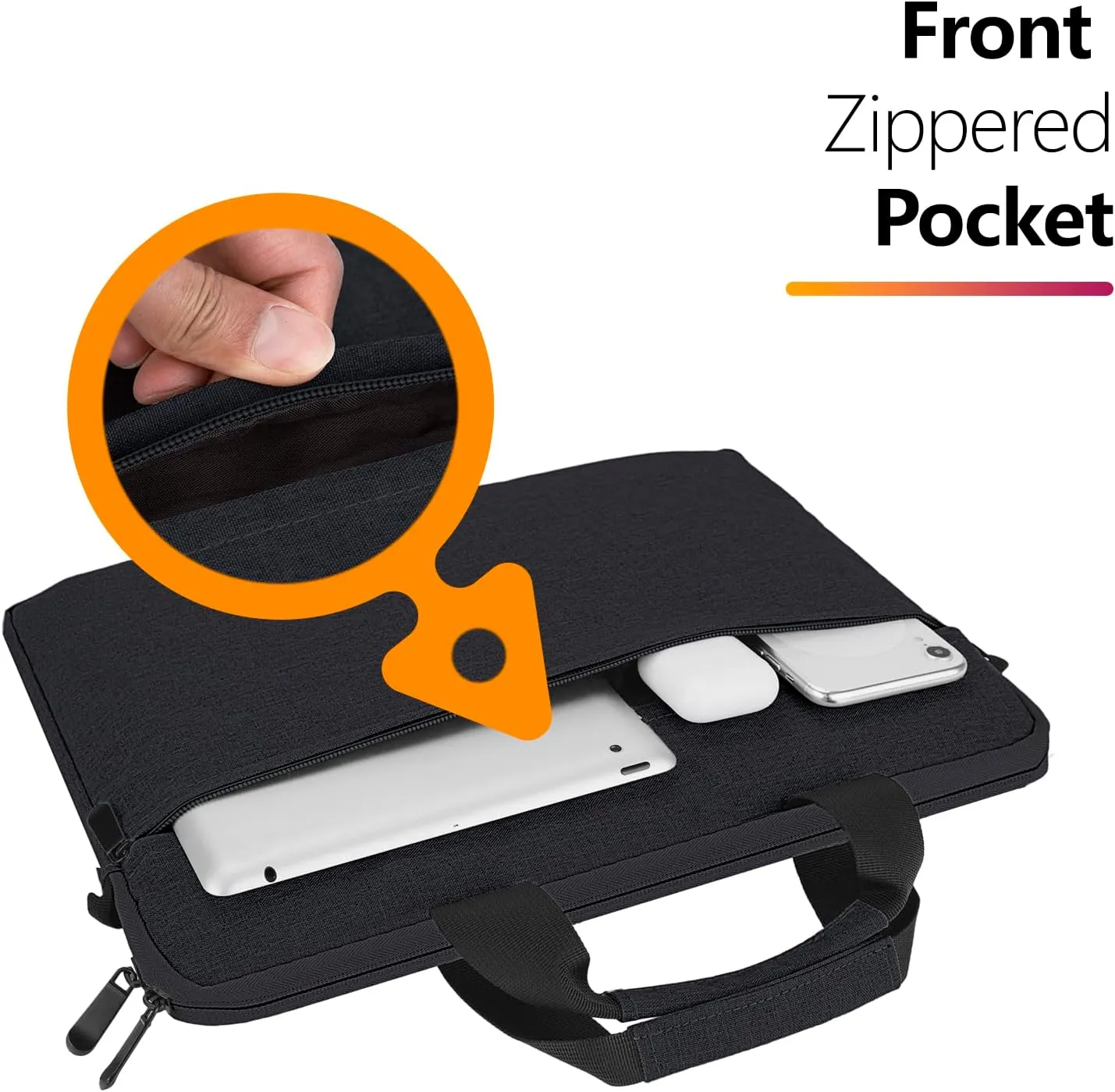 Laptop Case Shoulder Bag for 15.6 Inch Laptop Computer Chromebook, 16 Inch MacBook Pro A2485 A2141 A2780 A3403 A3186, Protective Polyester Computer Portable Bag Briefcase with Handle, Black
