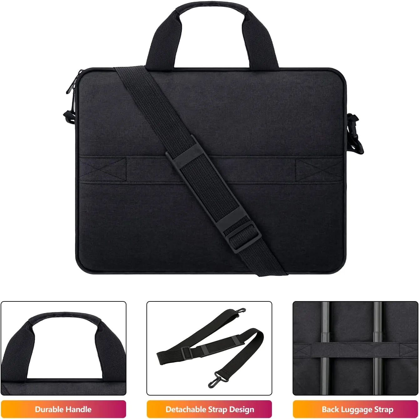 Laptop Case Shoulder Bag for 15.6 Inch Laptop Computer Chromebook, 16 Inch MacBook Pro A2485 A2141 A2780 A3403 A3186, Protective Polyester Computer Portable Bag Briefcase with Handle, Black