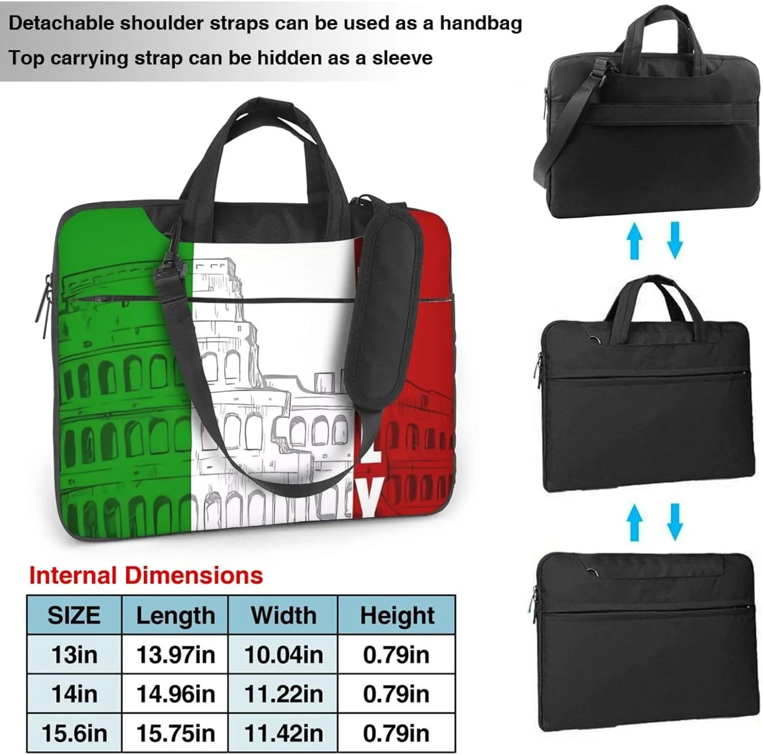 Laptop Shoulder Bag 14 inch Laptop Bag Computer Bag Roman Italian Flag Messenger Bag for Unisex