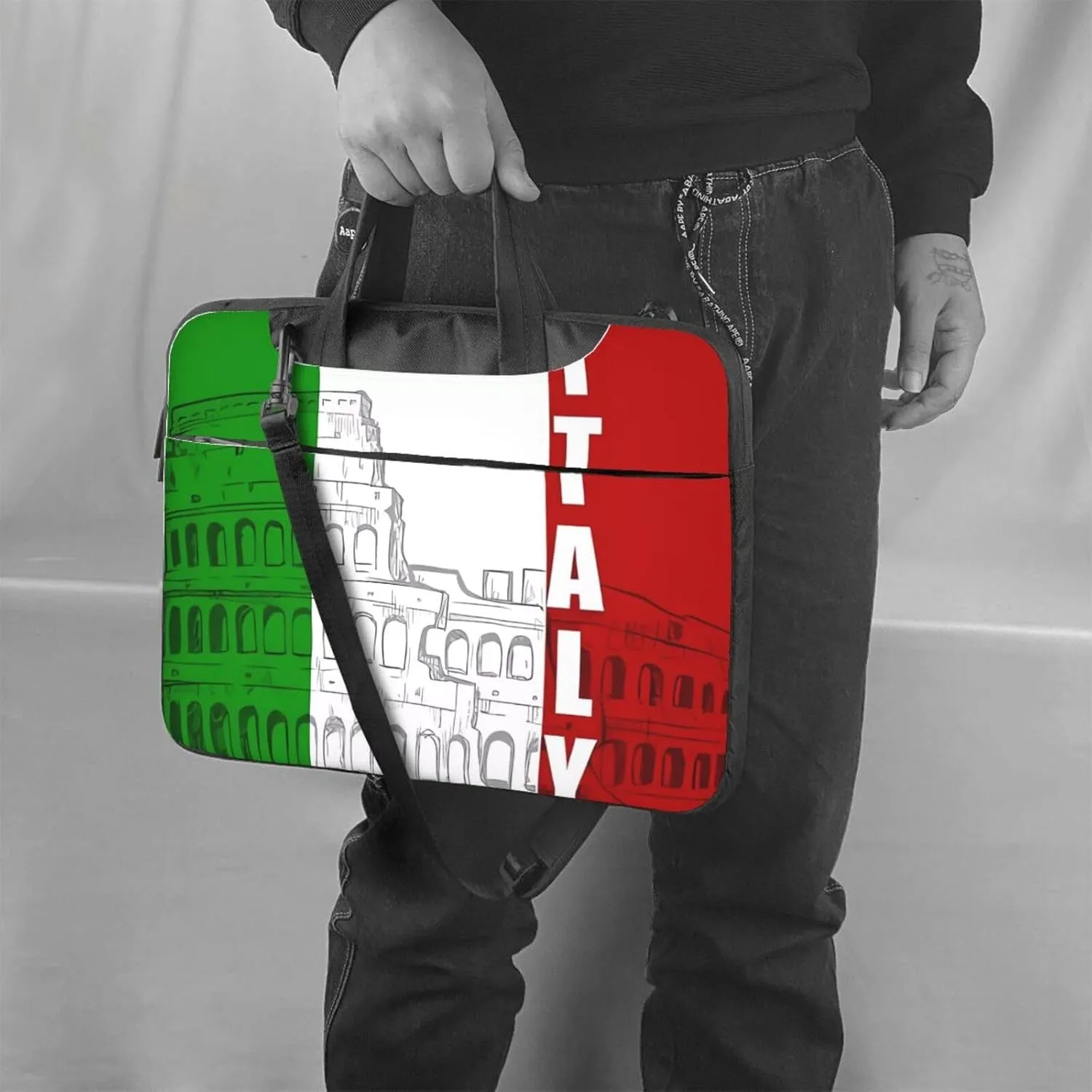 Laptop Shoulder Bag 14 inch Laptop Bag Computer Bag Roman Italian Flag Messenger Bag for Unisex
