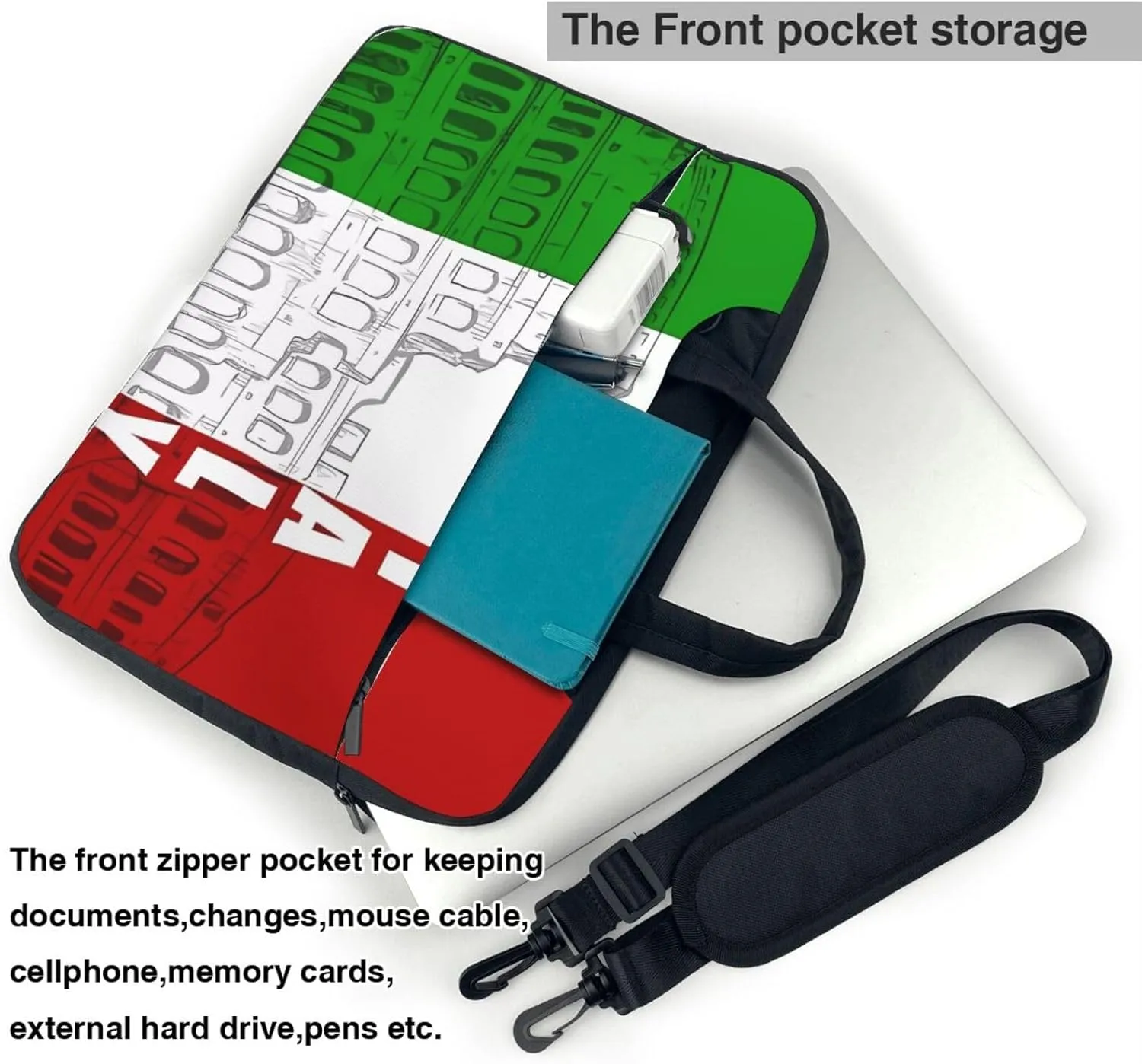 Laptop Shoulder Bag 14 inch Laptop Bag Computer Bag Roman Italian Flag Messenger Bag for Unisex
