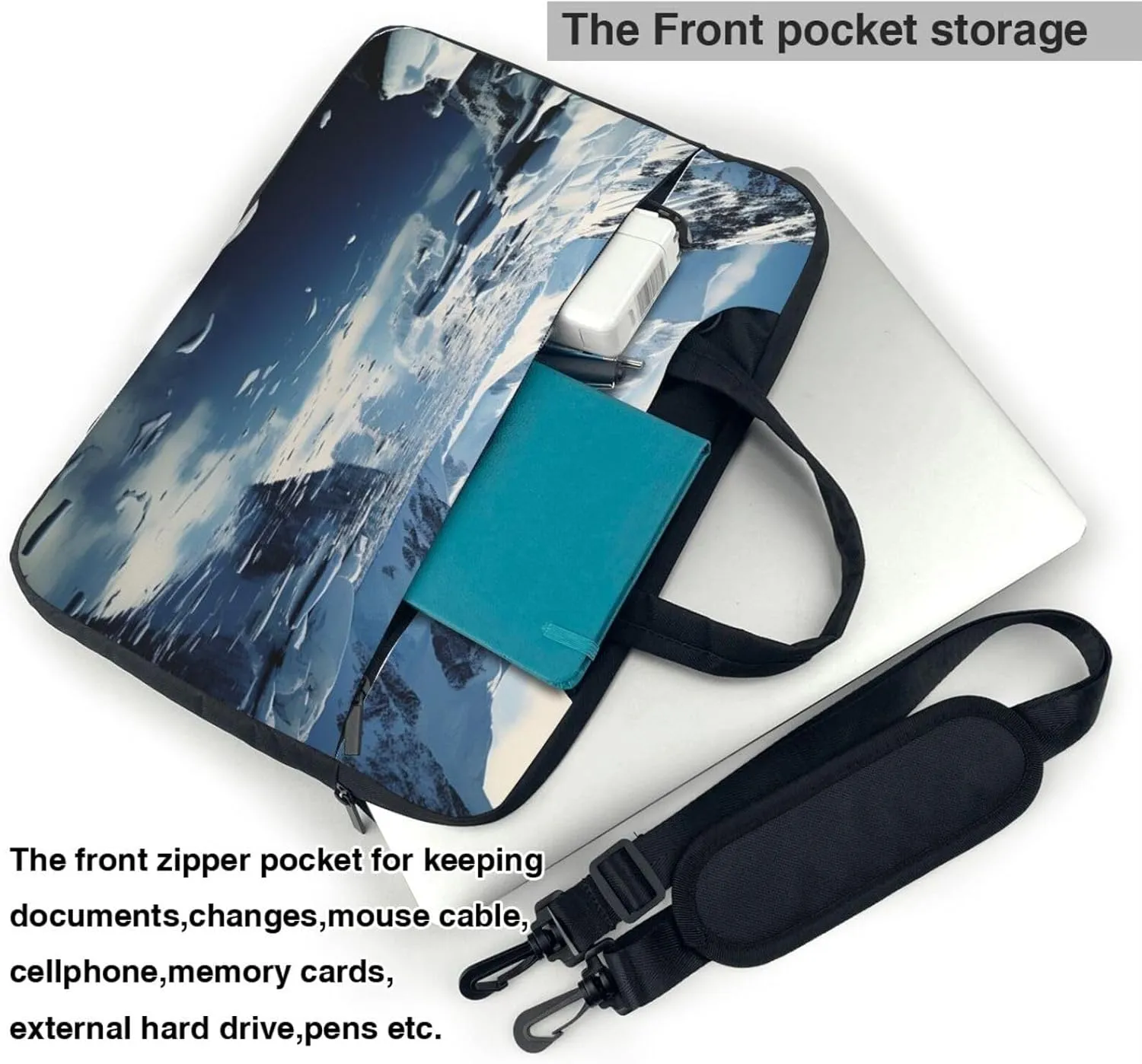 Laptop Shoulder Bag 14 inch Messenger Bag Antarctic Peninsula Laptop Bag Computer Bag for Men Women