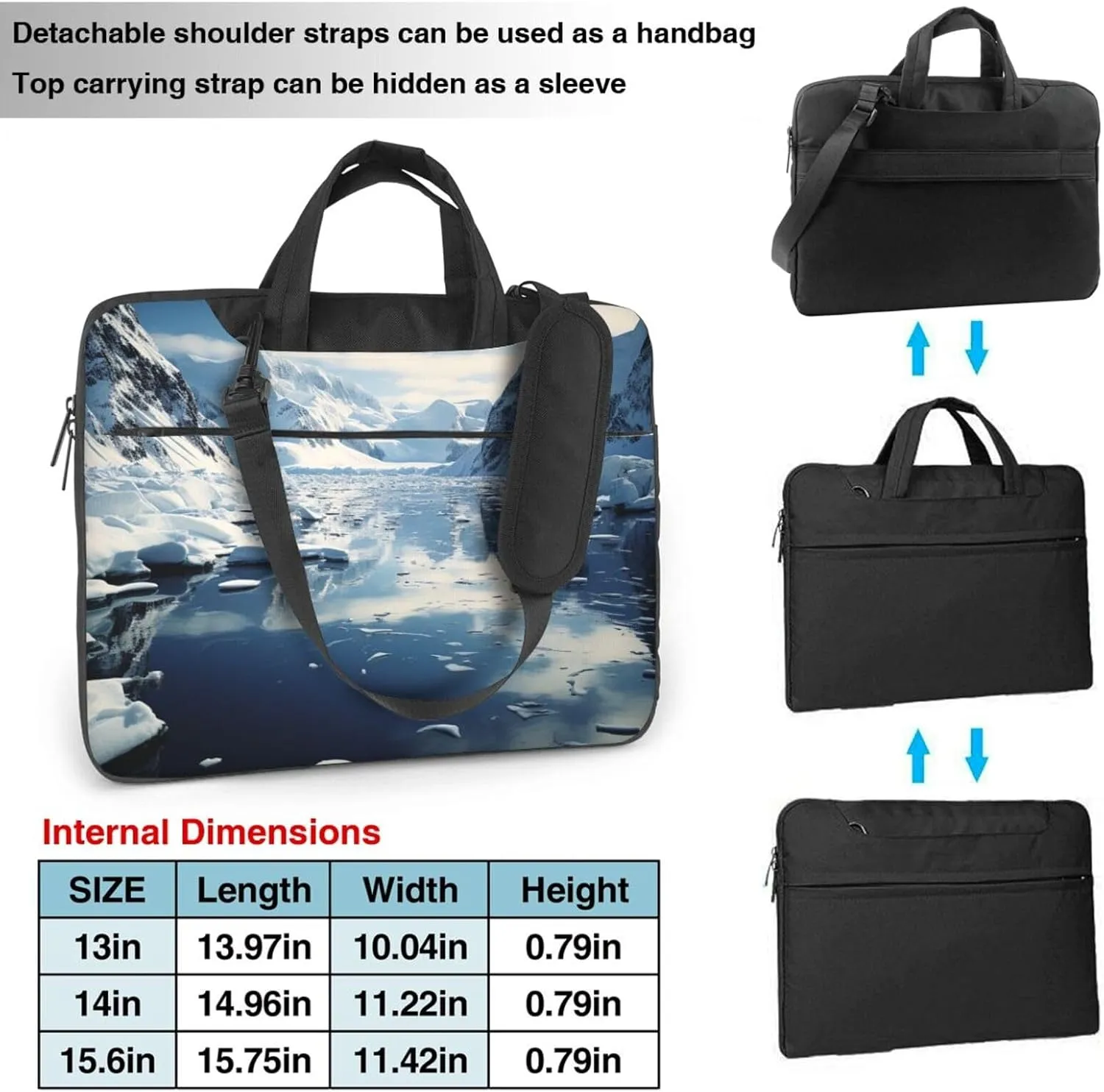 Laptop Shoulder Bag 14 inch Messenger Bag Antarctic Peninsula Laptop Bag Computer Bag for Men Women
