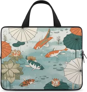 Laptop Shoulder Bag Laptop Bag Computer Bag Fish Pond Pattern Messenger Bag for Unisex