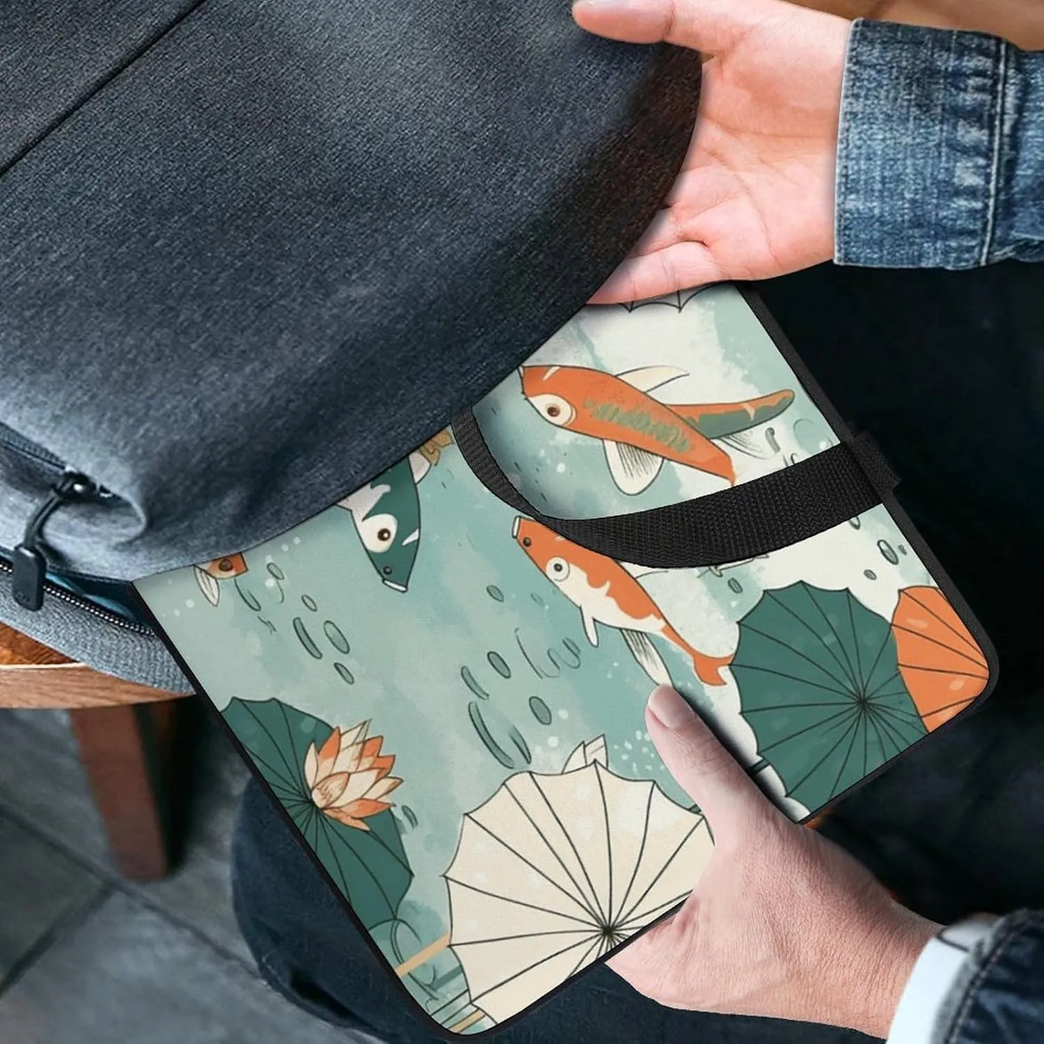 Laptop Shoulder Bag Laptop Bag Computer Bag Fish Pond Pattern Messenger Bag for Unisex