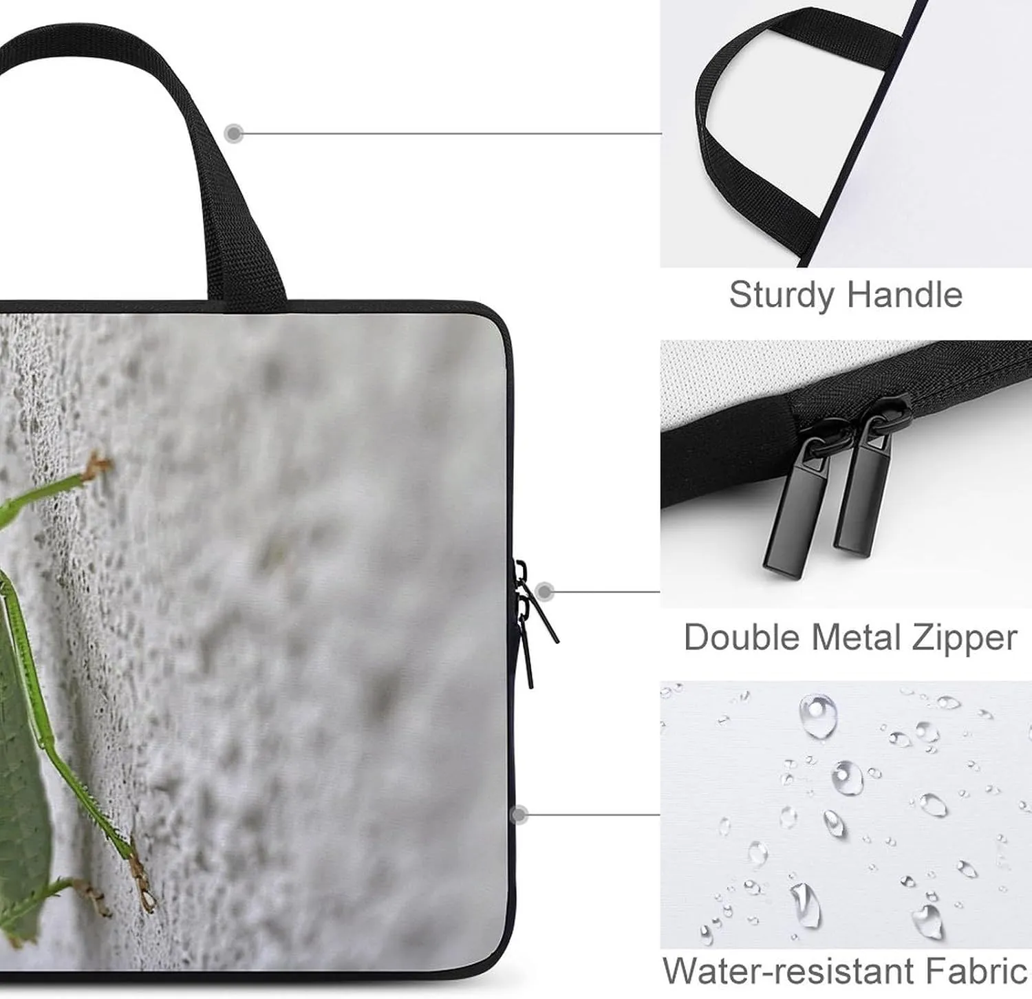 Laptop Shoulder Bag Laptop Bag Computer Bag Green Grasshopper Image Messenger Bag for Unisex