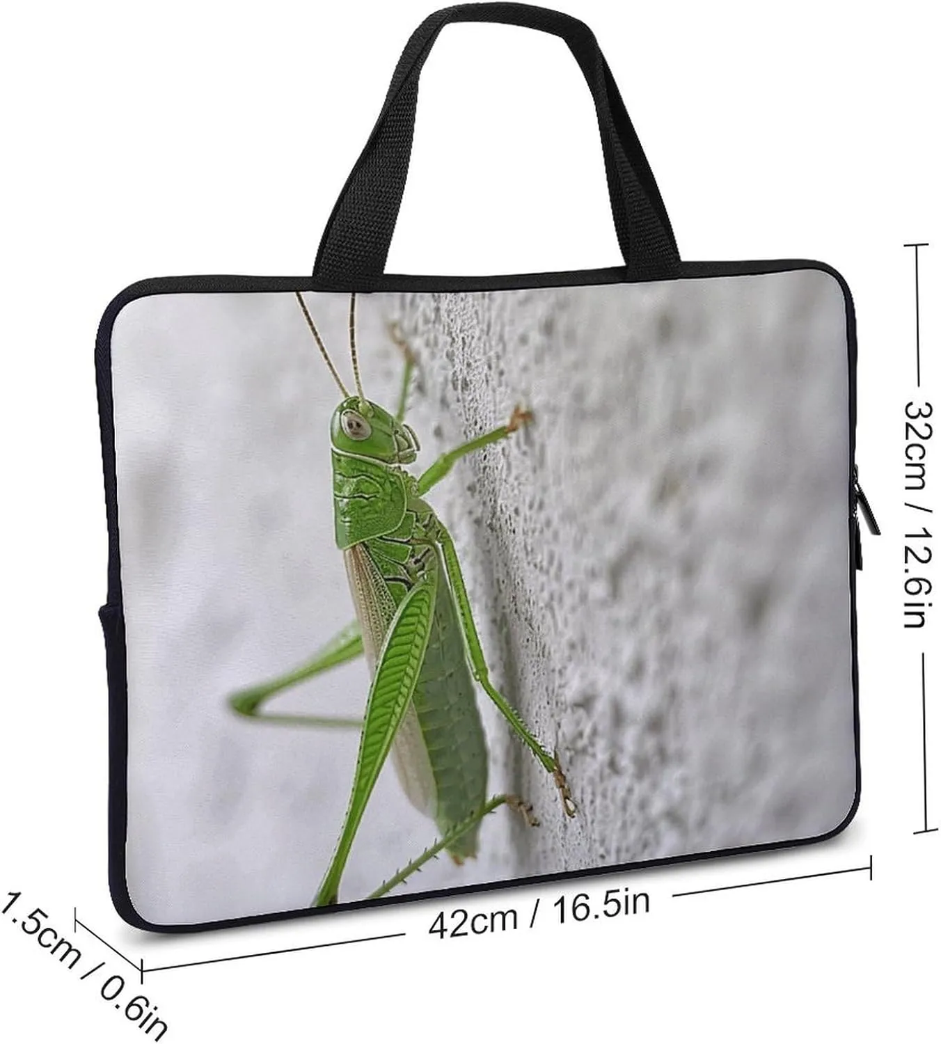 Laptop Shoulder Bag Laptop Bag Computer Bag Green Grasshopper Image Messenger Bag for Unisex