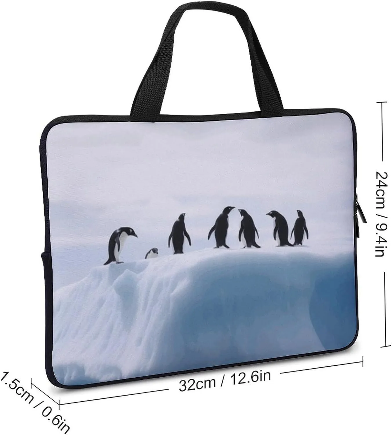 Laptop Shoulder Bag Laptop Bag Computer Bag Penguins on The Iceberg Messenger Bag for Unisex