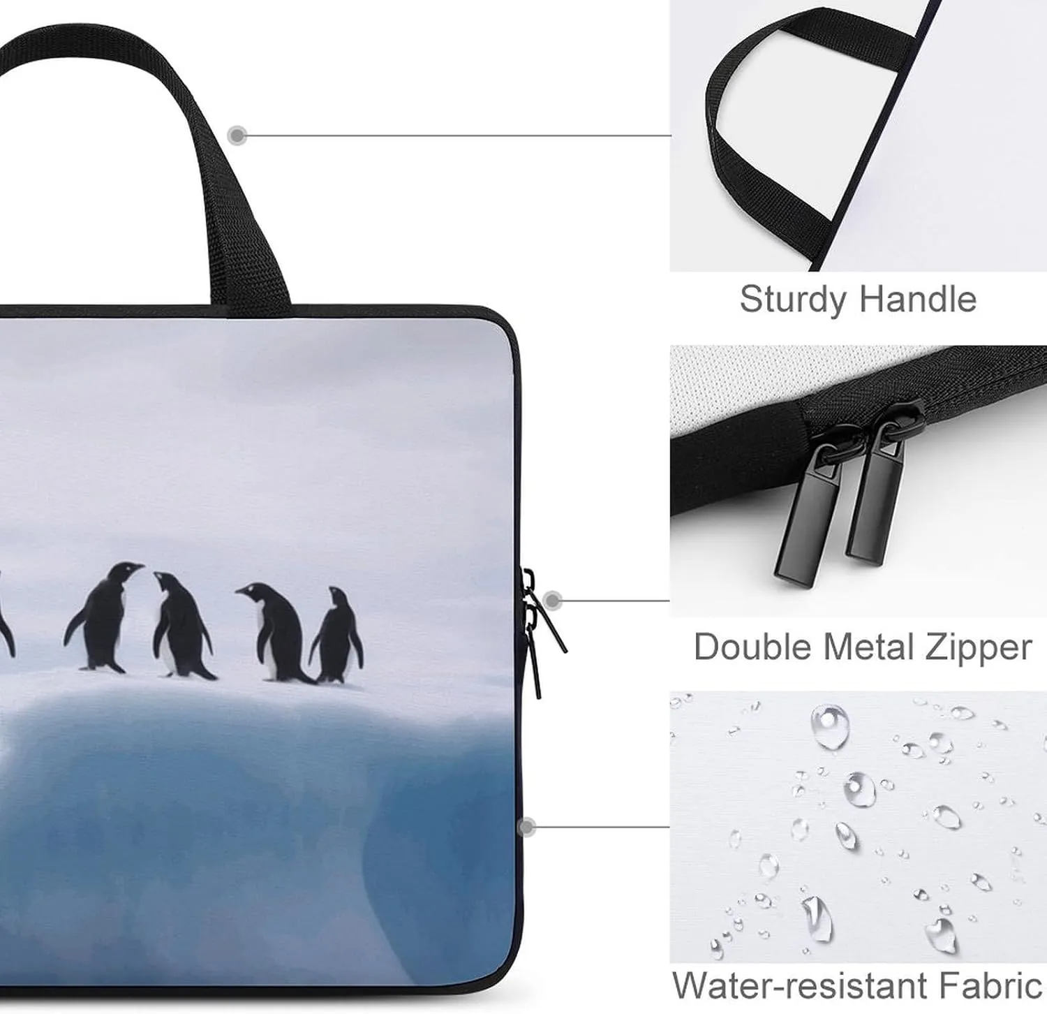 Laptop Shoulder Bag Laptop Bag Computer Bag Penguins on The Iceberg Messenger Bag for Unisex