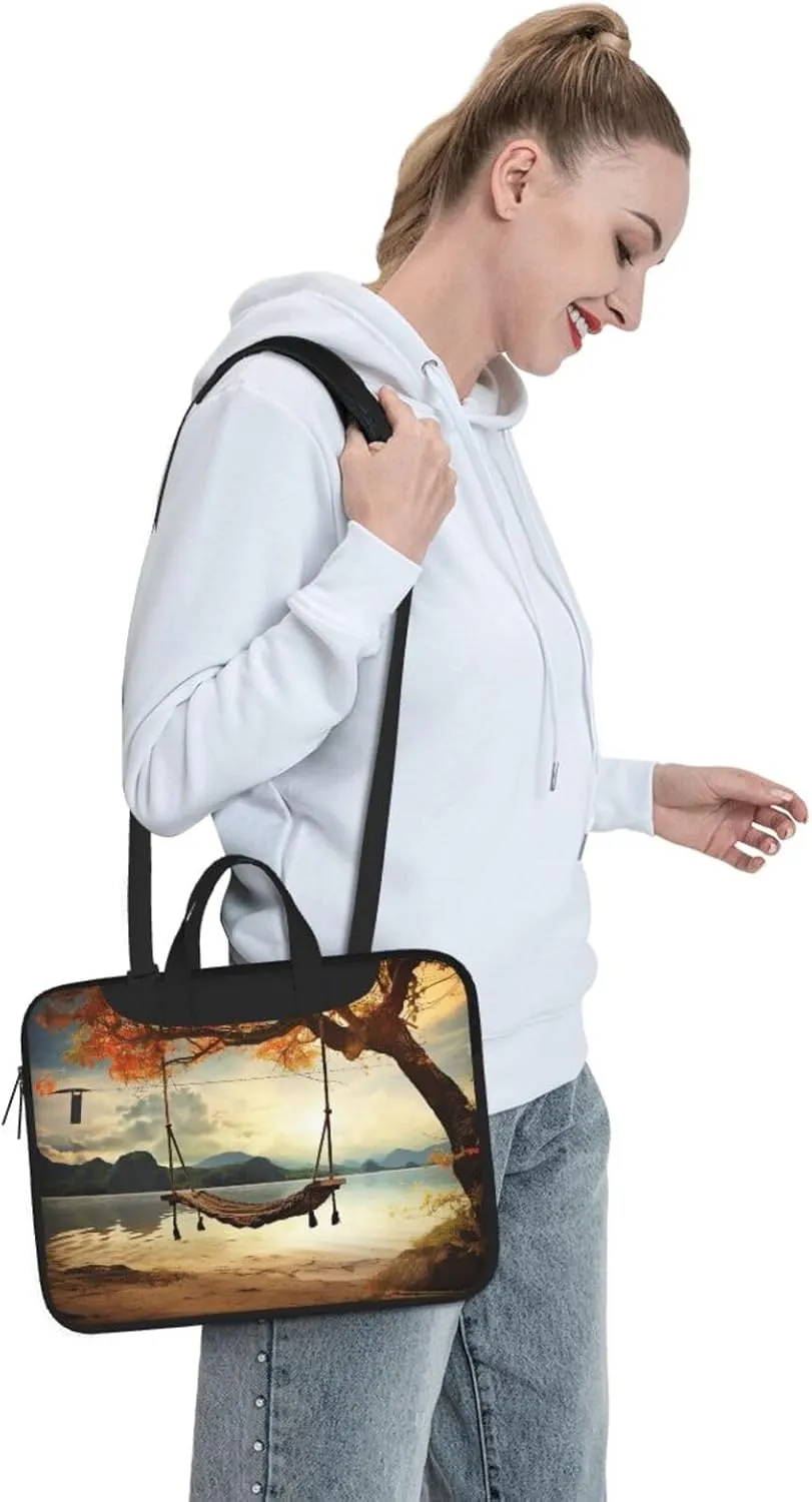 Laptop Shoulder Bag Messenger Bag Autumn Swing and Tree Laptop Bag Computer Bag for Men Women