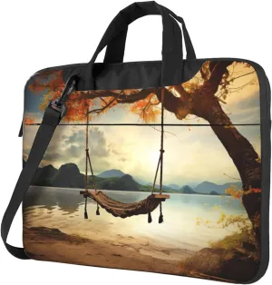 Laptop Shoulder Bag Messenger Bag Autumn Swing and Tree Laptop Bag Computer Bag for Men Women