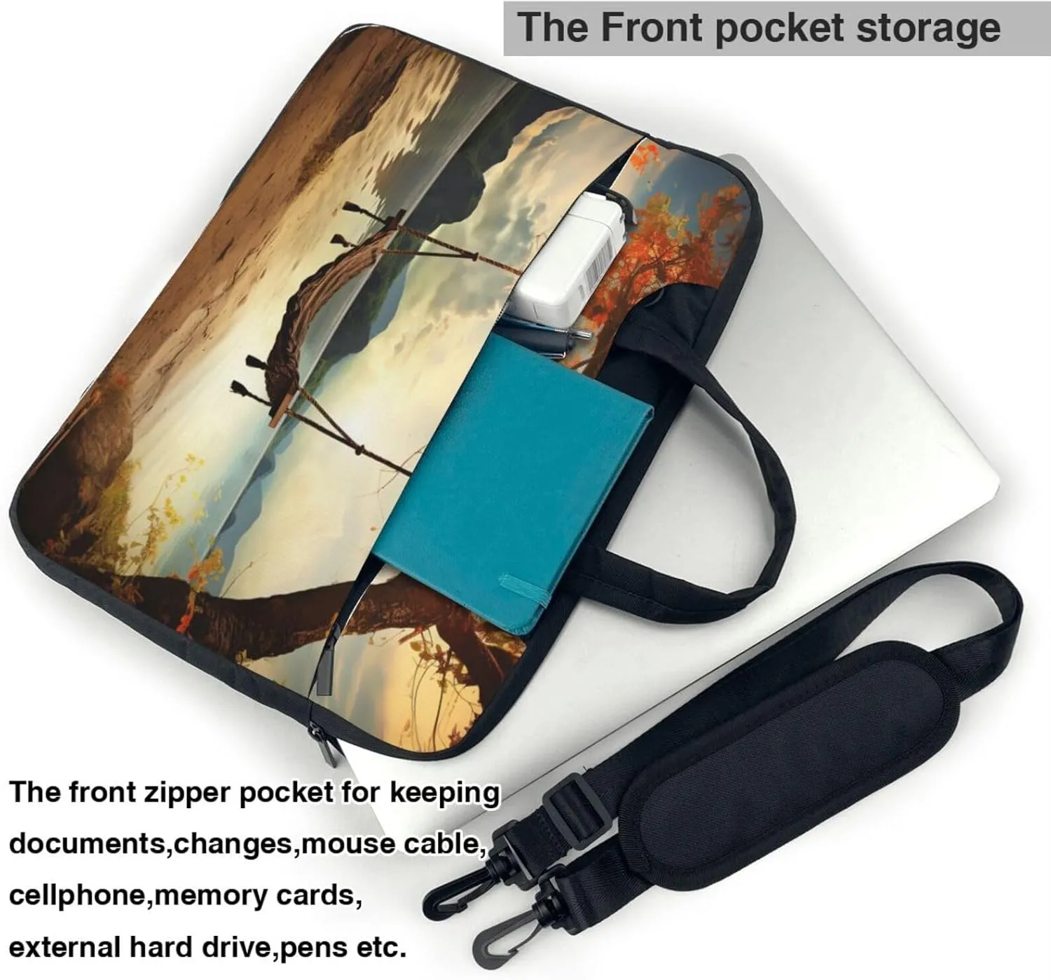 Laptop Shoulder Bag Messenger Bag Autumn Swing and Tree Laptop Bag Computer Bag for Men Women
