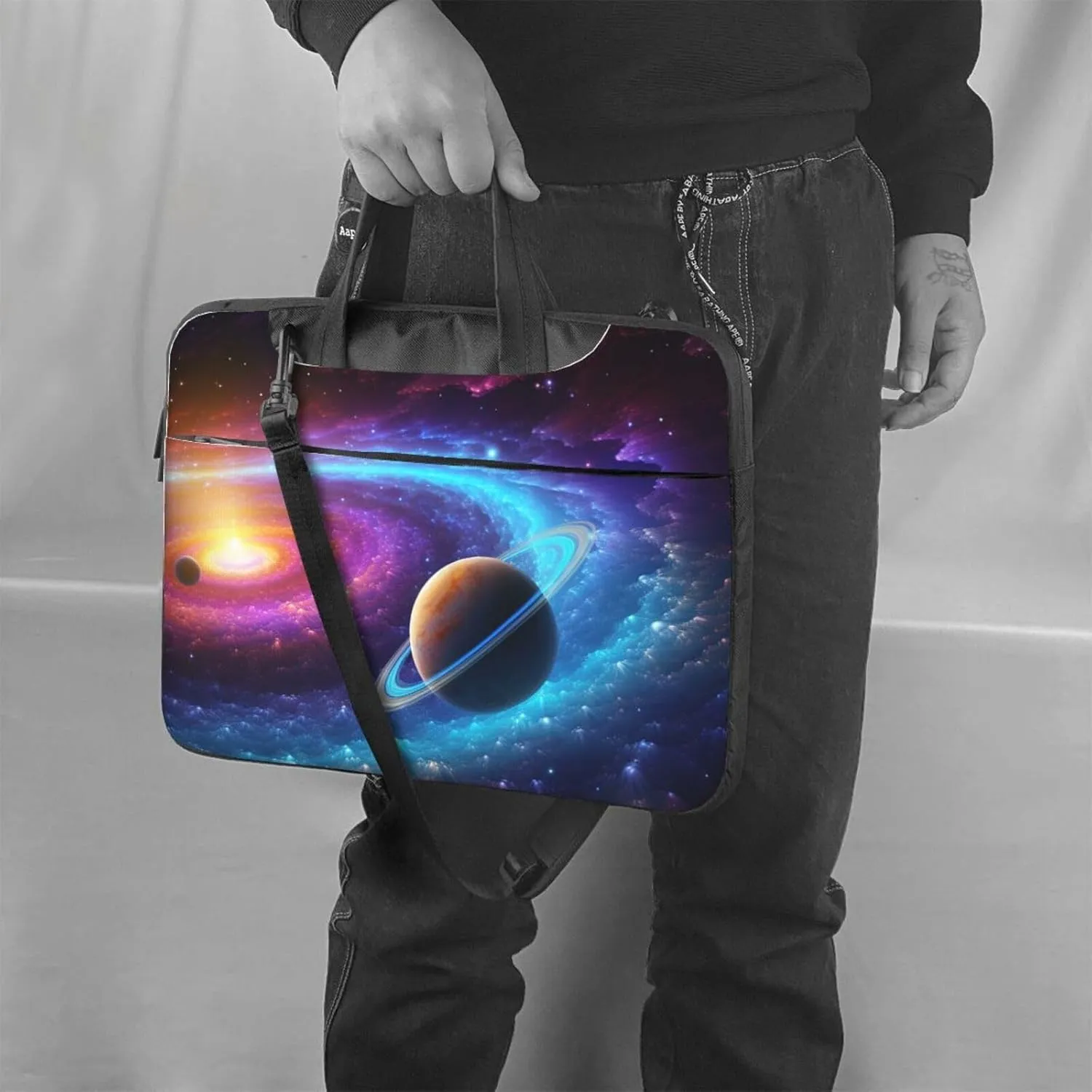 Laptop Shoulder Bag Messenger Bag Colorful Solar System Laptop Bag Computer Bag for Men Women