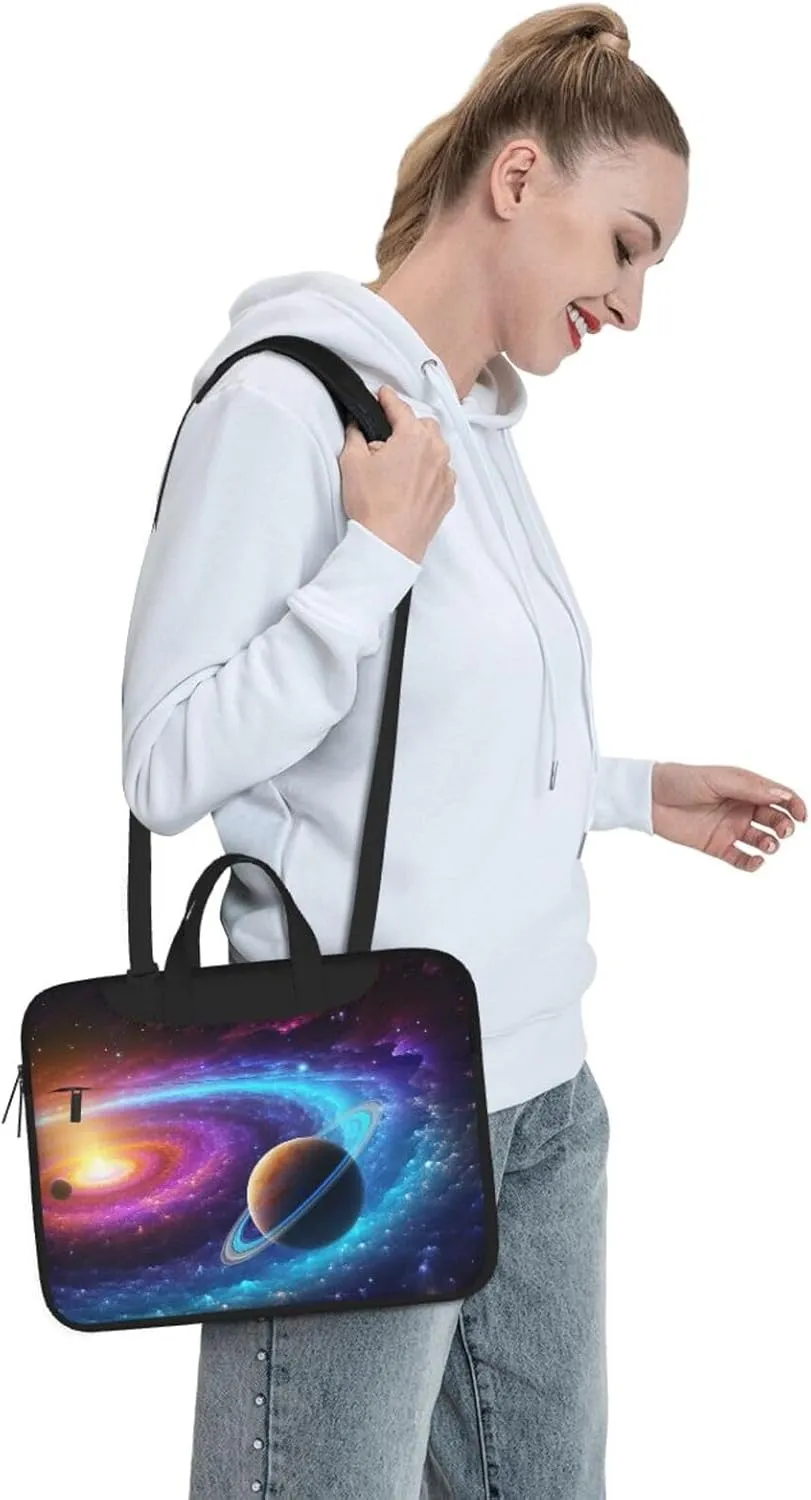 Laptop Shoulder Bag Messenger Bag Colorful Solar System Laptop Bag Computer Bag for Men Women