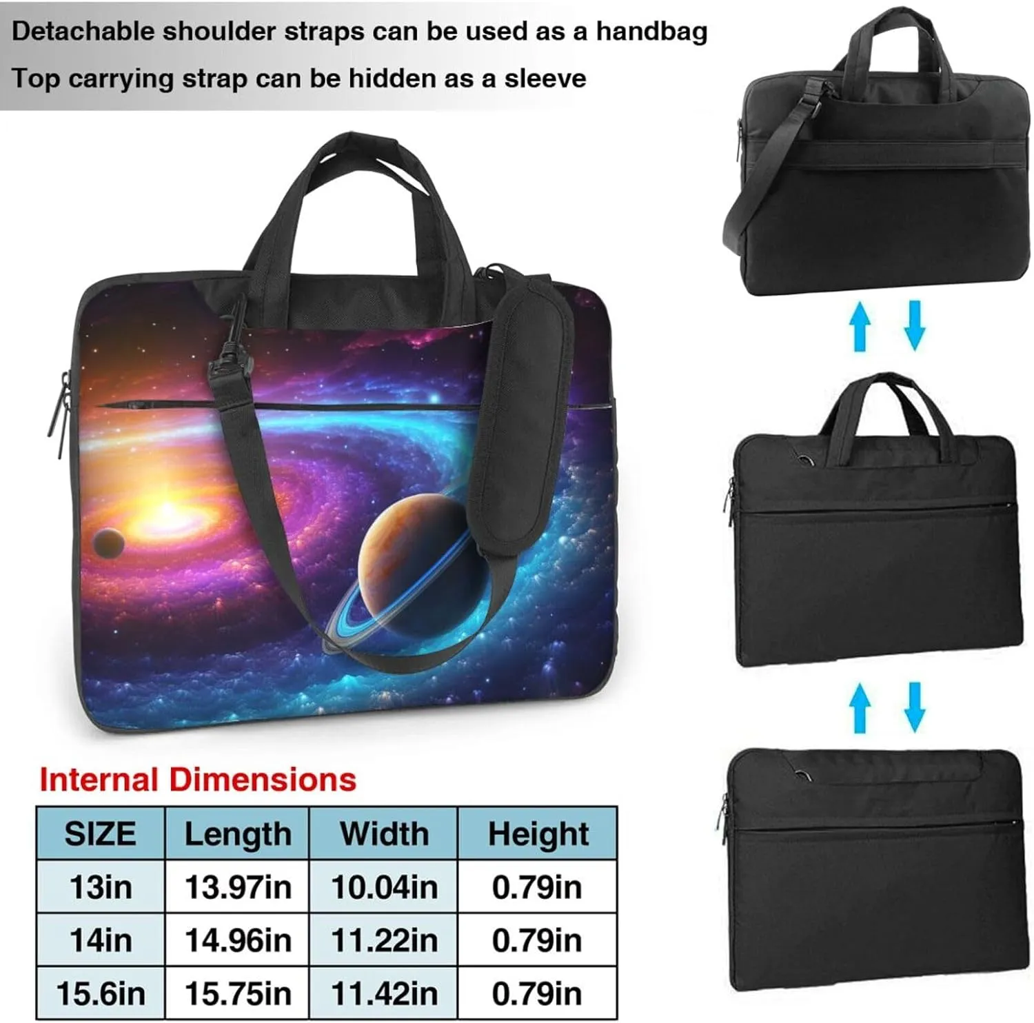 Laptop Shoulder Bag Messenger Bag Colorful Solar System Laptop Bag Computer Bag for Men Women