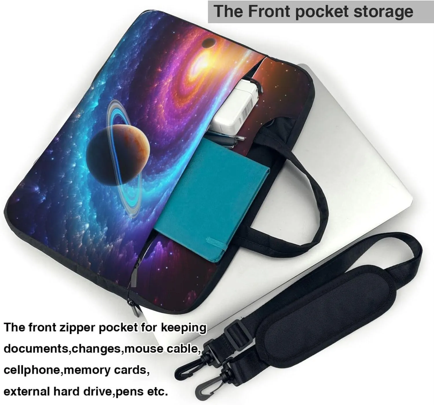 Laptop Shoulder Bag Messenger Bag Colorful Solar System Laptop Bag Computer Bag for Men Women