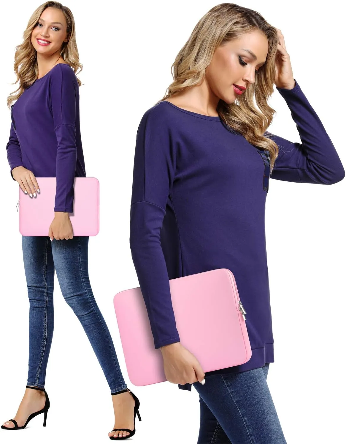 Laptop Sleeve Case for MacBook Pro 14 inch Mac Air 13 inch M4 M3 M2 M1 Compatible with Hp Lenovo Dell ASUS Computer Laptop Sleeve Bag Protective Carrying Case Cover 13-14 inch Accessories, Pink