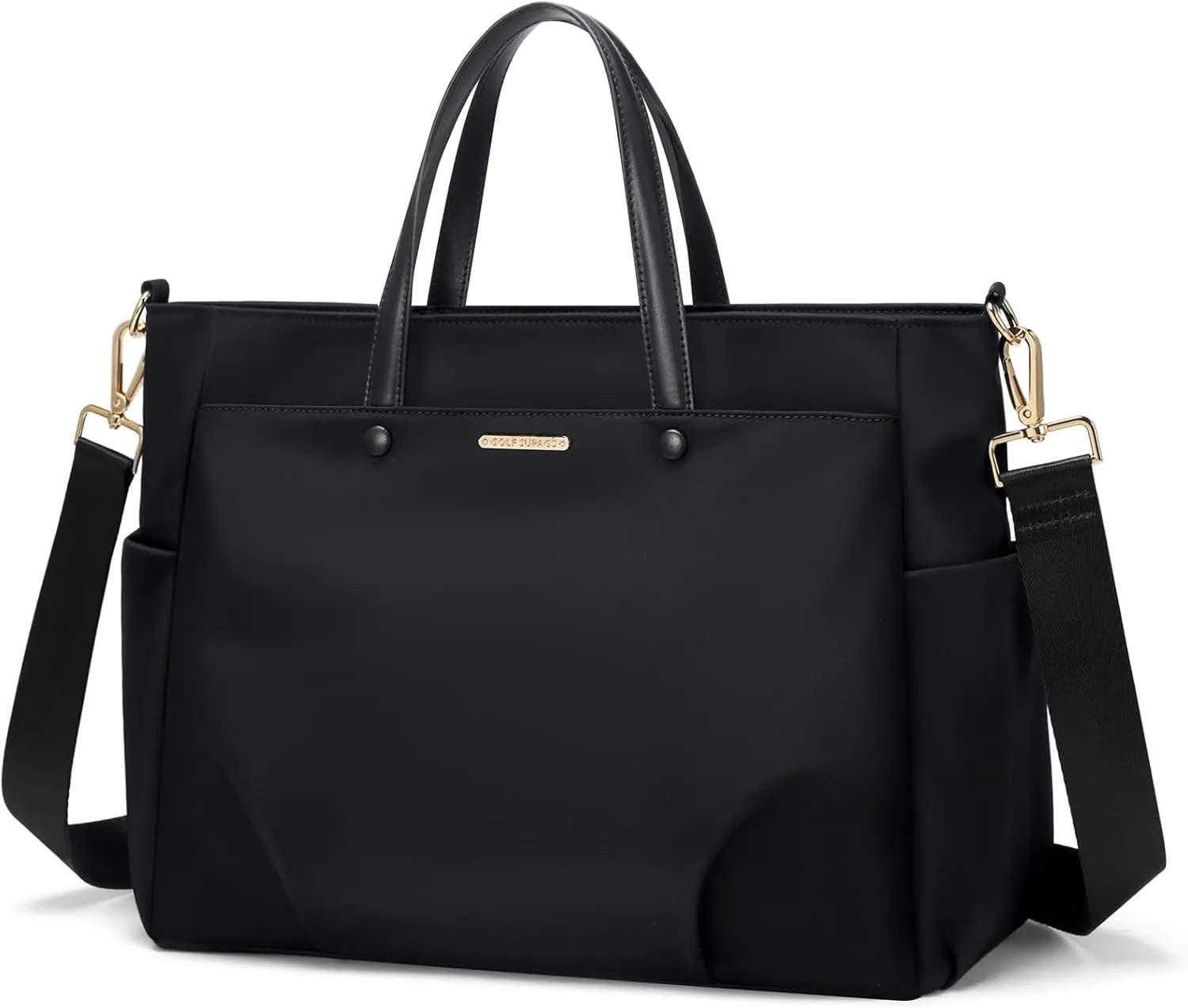 Laptop Tote Bag 15 Inch, Computer Shoulder Bag Large Work Tote Bag for Women, Laptop Carrying Case Stylish Handbag for Business Travel (Black)
