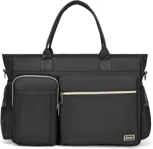 Laptop Tote Bag, Middle Size Computer Messenger Teacher Bag with 15.6'' Padded Laptop Sleeve