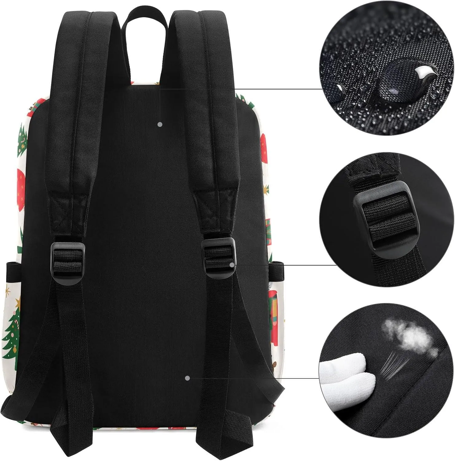 Large Backpack, Christmas Trees Nutcracker Ballerina Polyester Durable Travel Shoulder Daypack for Unisex School Bookbag Work Hiking Fit 16.5 Inch Notebook