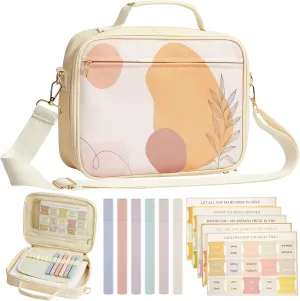 Large Bible Journaling Kit Bible Cover Case for Women Church Bag with Handle Adjustable Shoulder Strap Study Supplies Gift for Lady Mother's Day Christian Gifts