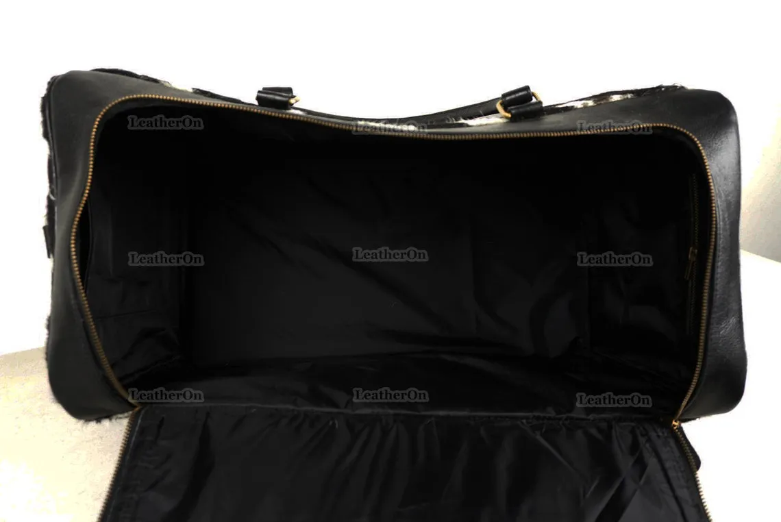 Large Duffel Bag!! Cowhide Patchwork Duffel Bag | Hair-On-Leather Travel Bag | Cow Skin Luggage Bag | Handmade Cowhide Duffel Bag | DB103