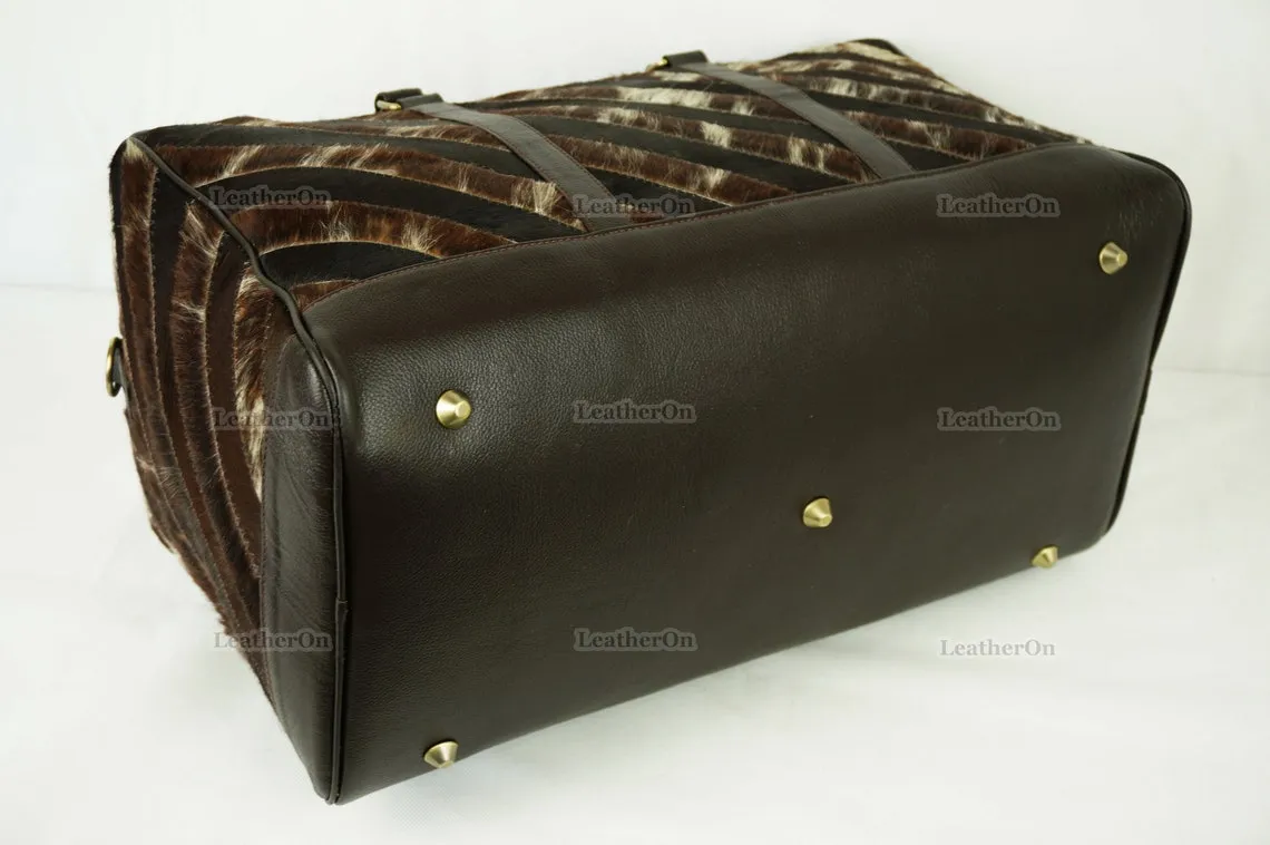 Large Duffel Bag!! Cowhide Patchwork Duffel Bag | Hair-On-Leather Travel Bag | Cow Skin Luggage Bag | Handmade Cowhide Duffel Bag | DB103
