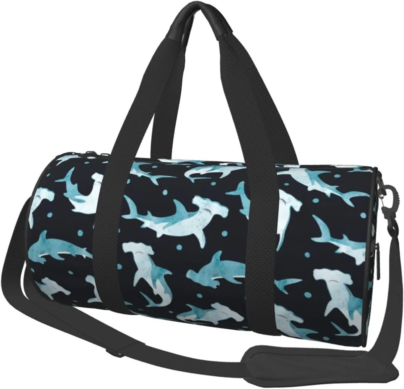 Large Duffle Bag for Travel - Blue Dot Hammerhead Shark Gym Bag for Women Men, Foldable Travel Bags for Women Men with Zippered Multiple Pockets
