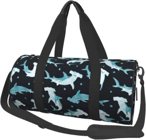 Large Duffle Bag for Travel - Blue Dot Hammerhead Shark Gym Bag for Women Men, Foldable Travel Bags for Women Men with Zippered Multiple Pockets