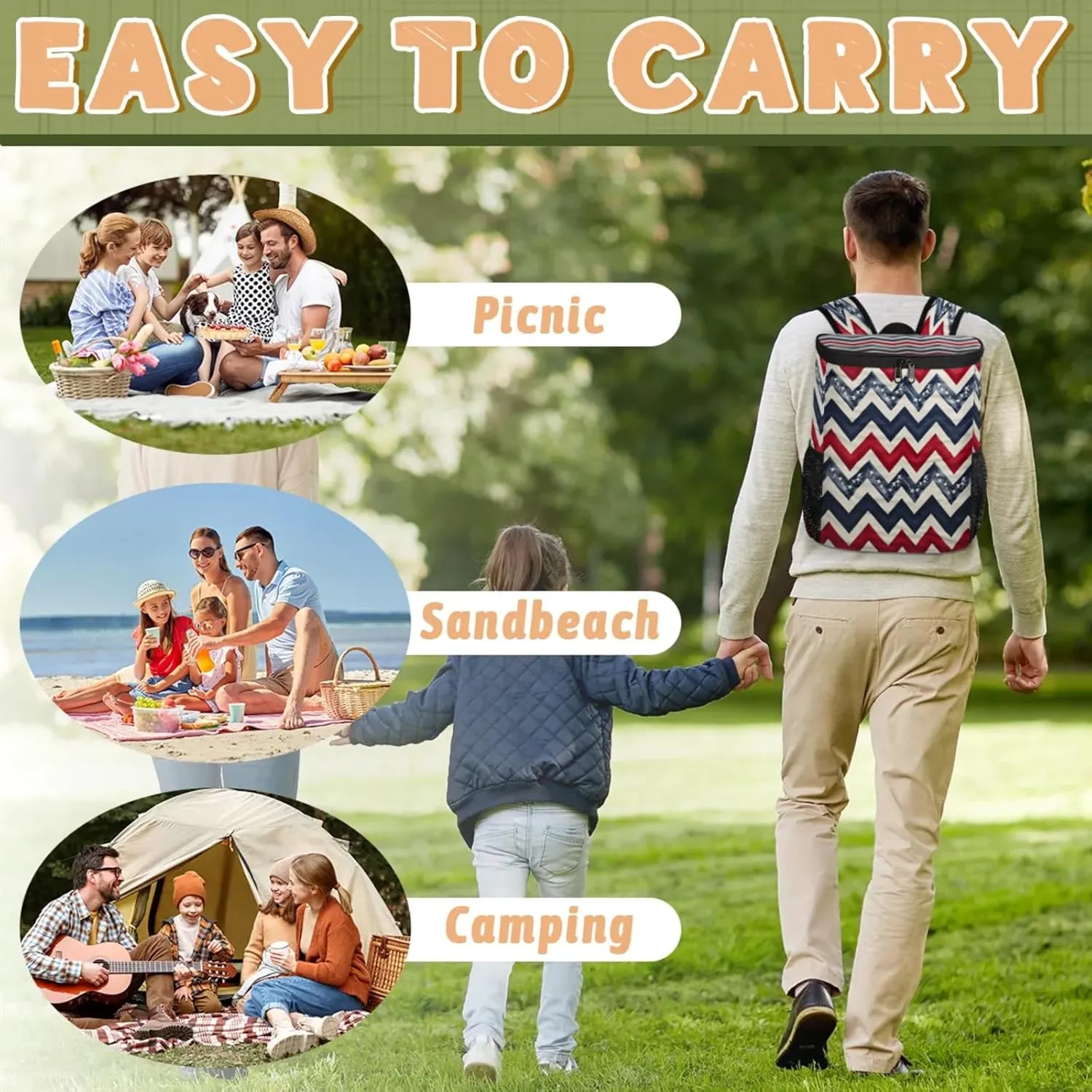 Large Insulated Cooler Backpack, Leak Proof Backpack 30 Cans, Cooler Bag for 12h Hot/Cold Retention