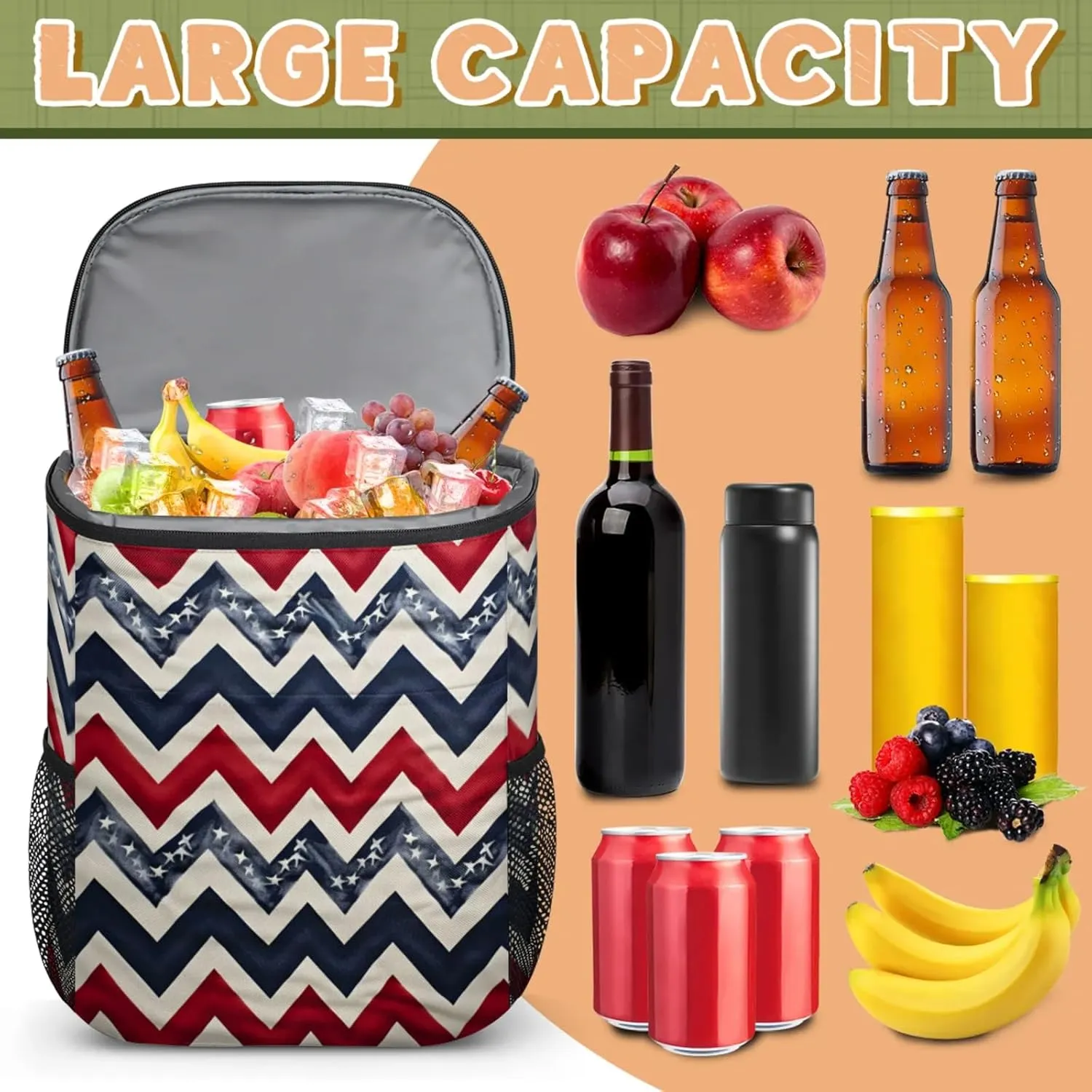 Large Insulated Cooler Backpack, Leak Proof Backpack 30 Cans, Cooler Bag for 12h Hot/Cold Retention