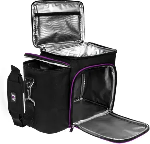 Large Meal Prep Lunch Box - Insulated Lunch Box For Women or Men - Perfect For Multiple Containers/Meals - Keep Food Cool and Organized - A2S Black/Purple