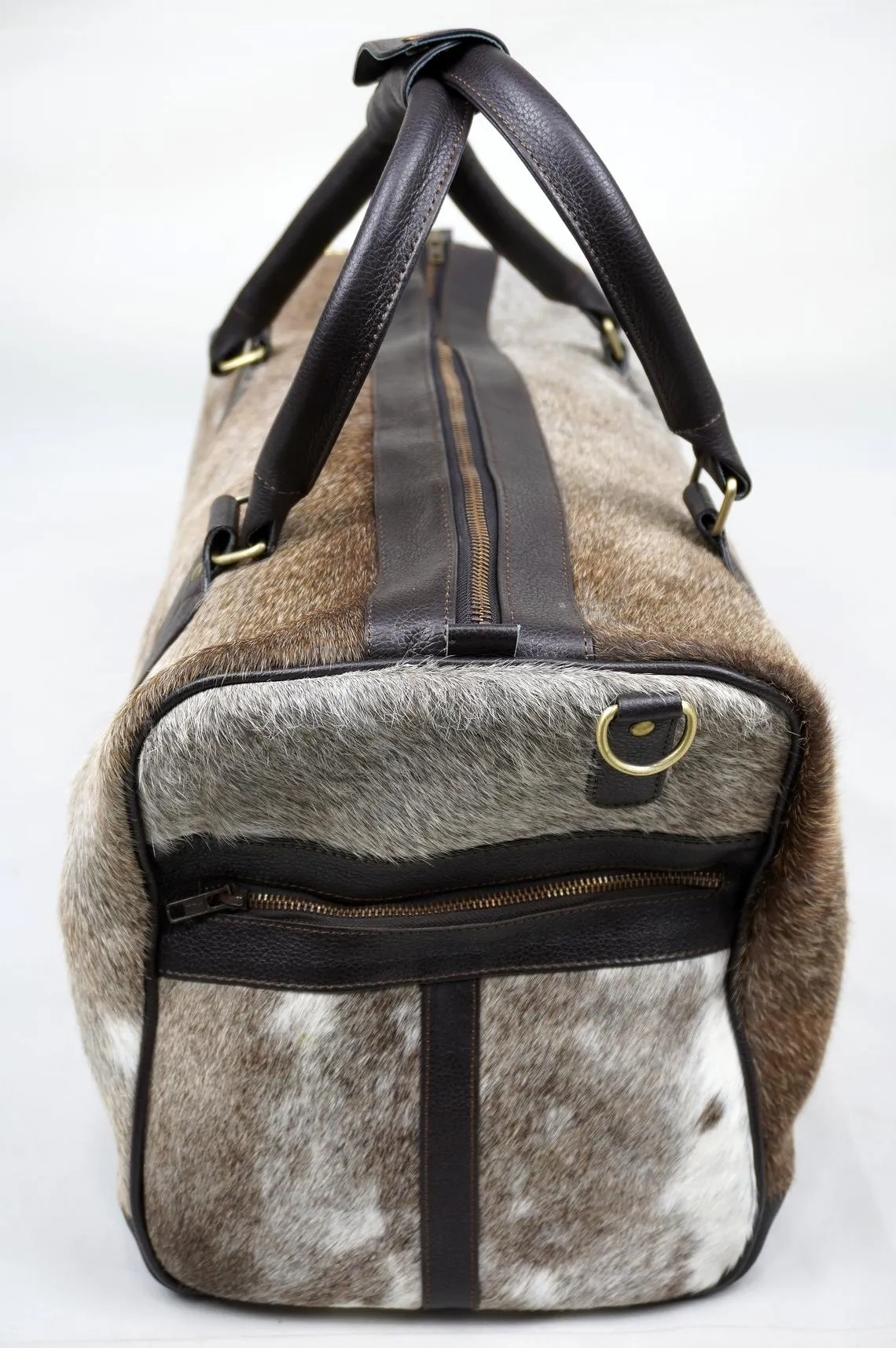 LARGE Natural COWHIDE Duffel Bag Real Hair On Leather TRAVEL Bag Original Cow Skin Luggage Bag | DB37