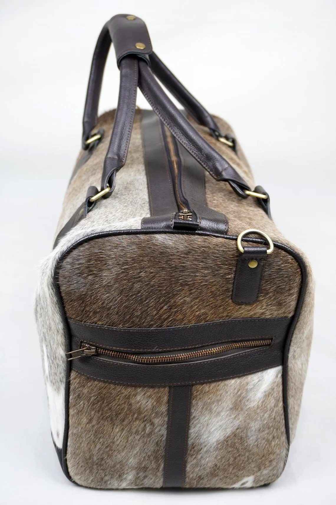 LARGE Natural COWHIDE Duffel Bag Real Hair On Leather TRAVEL Bag Original Cow Skin Luggage Bag | DB37