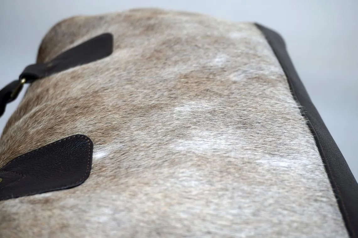 LARGE Natural COWHIDE Duffel Bag Real Hair On Leather TRAVEL Bag Original Cow Skin Luggage Bag | DB37