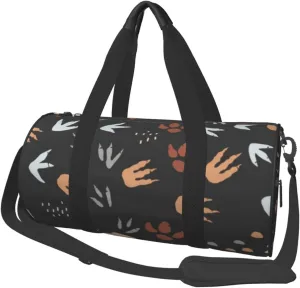 Large Weekender Overnight Bag Fashion Sports Gym Bag Dinosaur Footprints Pattern Travel Duffel Bag With Adjustable Shoulder Strap
