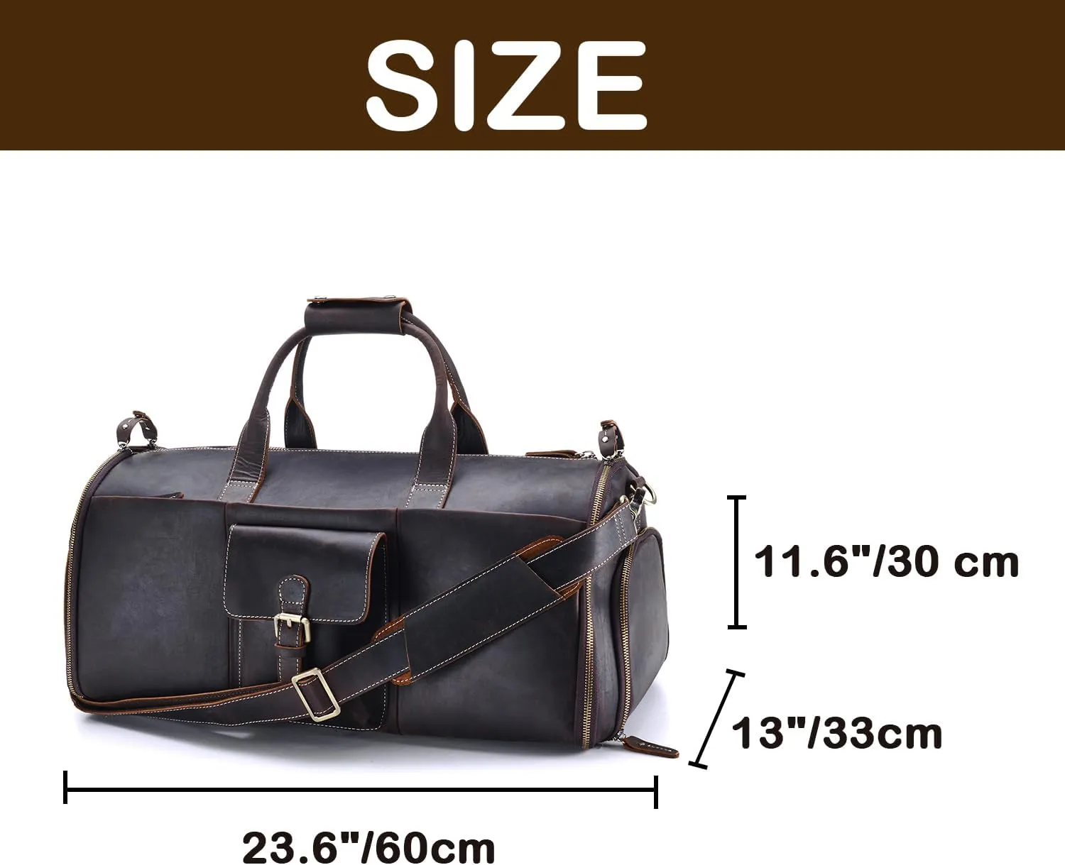 Lather Garment Bag Convertible Carry on Duffle Bag Weekender Hanging Suitcase Suit Travel Bags for Men Women