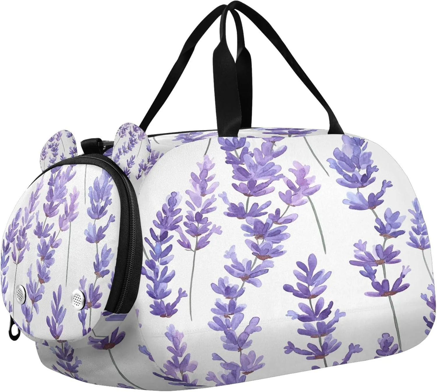 Lavender Flowers Kids Overnight Sports Duffel Bags with Shoe Compartment & Wet Pocket Travel Sport Gym Bag for Girls Boys
