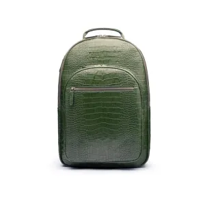 Leather 15" Laptop Backpack, Cambridge - Green Croc-Effect