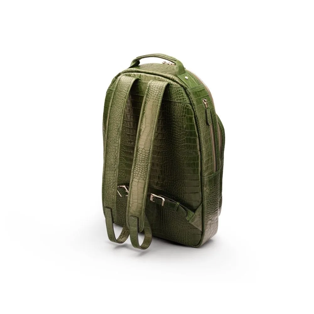 Leather 15" Laptop Backpack, Cambridge - Green Croc-Effect