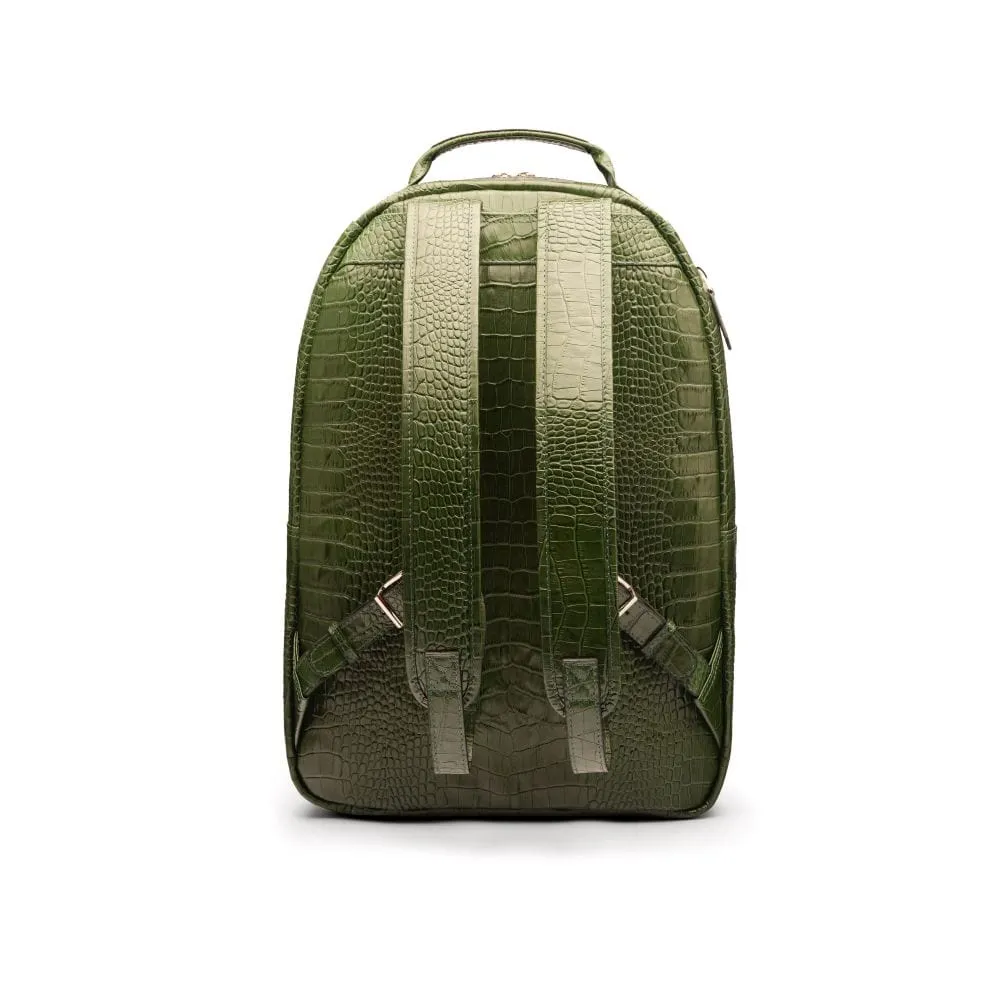 Leather 15" Laptop Backpack, Cambridge - Green Croc-Effect