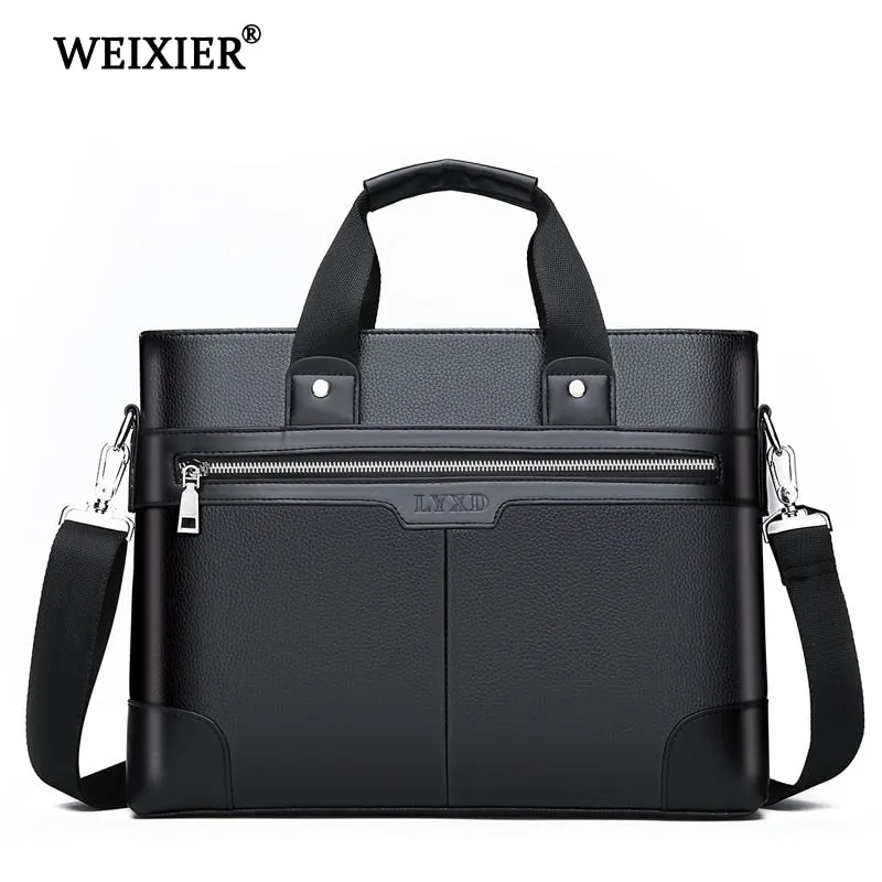 Leather Bags Document Men Men Trendy Leather Business Black For WEIXIER Bag Tailored options Handbags Laptop Briefcases Bag PU Fashion Shoulder