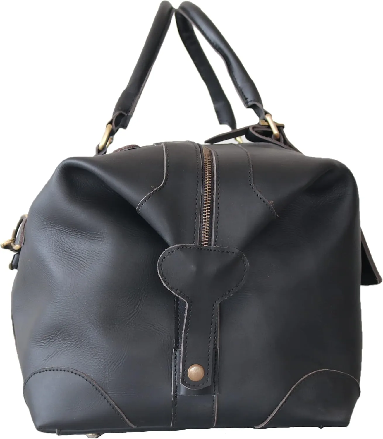Leather Duffel Bag, Large Size Duffle Handmade Duffel Bag Genuine Leather Travel Weekend Overnight Duffel Bag Gym Sports Carry On Duffle Bag Overnight Bag for Men and Women (Black)