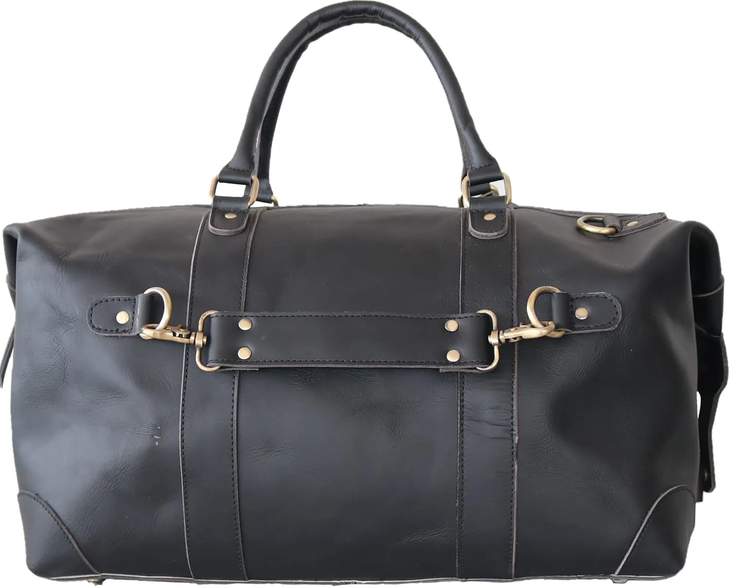 Leather Duffel Bag, Large Size Duffle Handmade Duffel Bag Genuine Leather Travel Weekend Overnight Duffel Bag Gym Sports Carry On Duffle Bag Overnight Bag for Men and Women (Black)