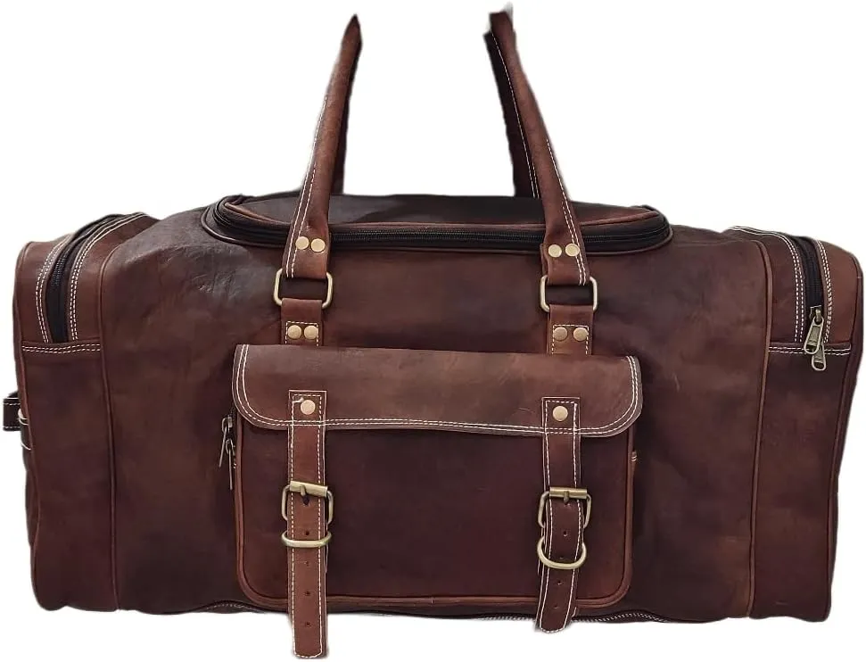 Leather Duffel Bag, Travel Overnight Weekend Bag, Gym Duffel Bag, Sports Duffel (22-Inch)