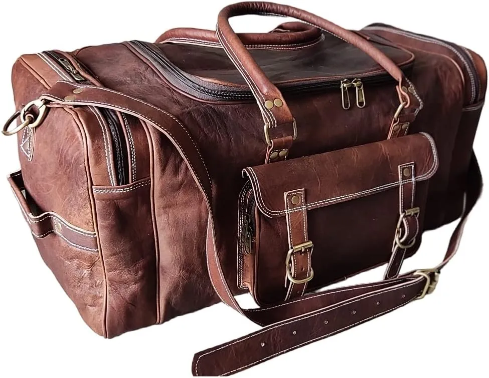Leather Duffel Bag, Travel Overnight Weekend Bag, Gym Duffel Bag, Sports Duffel (22-Inch)