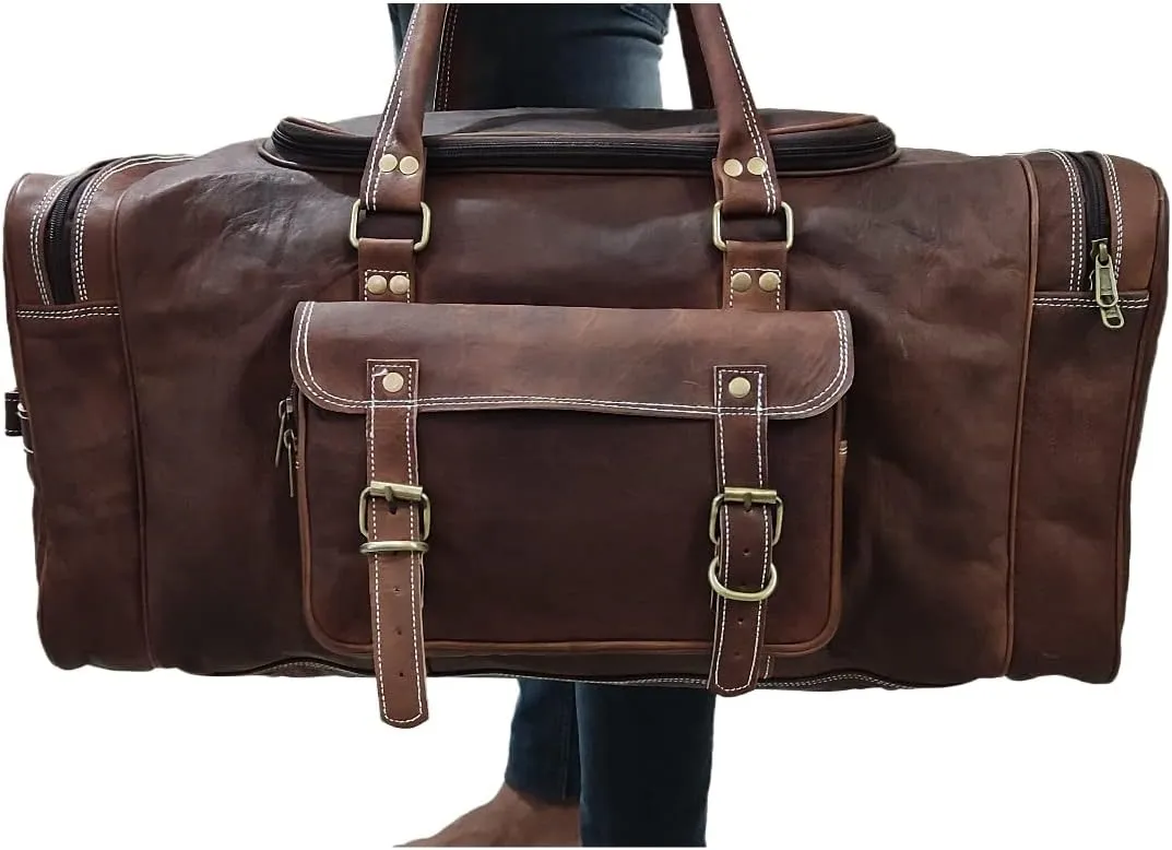 Leather Duffel Bag, Travel Overnight Weekend Bag, Gym Duffel Bag, Sports Duffel (22-Inch)