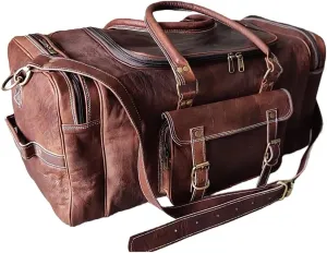 Leather Duffel Bag, Travel Overnight Weekend Bag, Gym Duffel Bag, Sports Duffel (22-Inch)