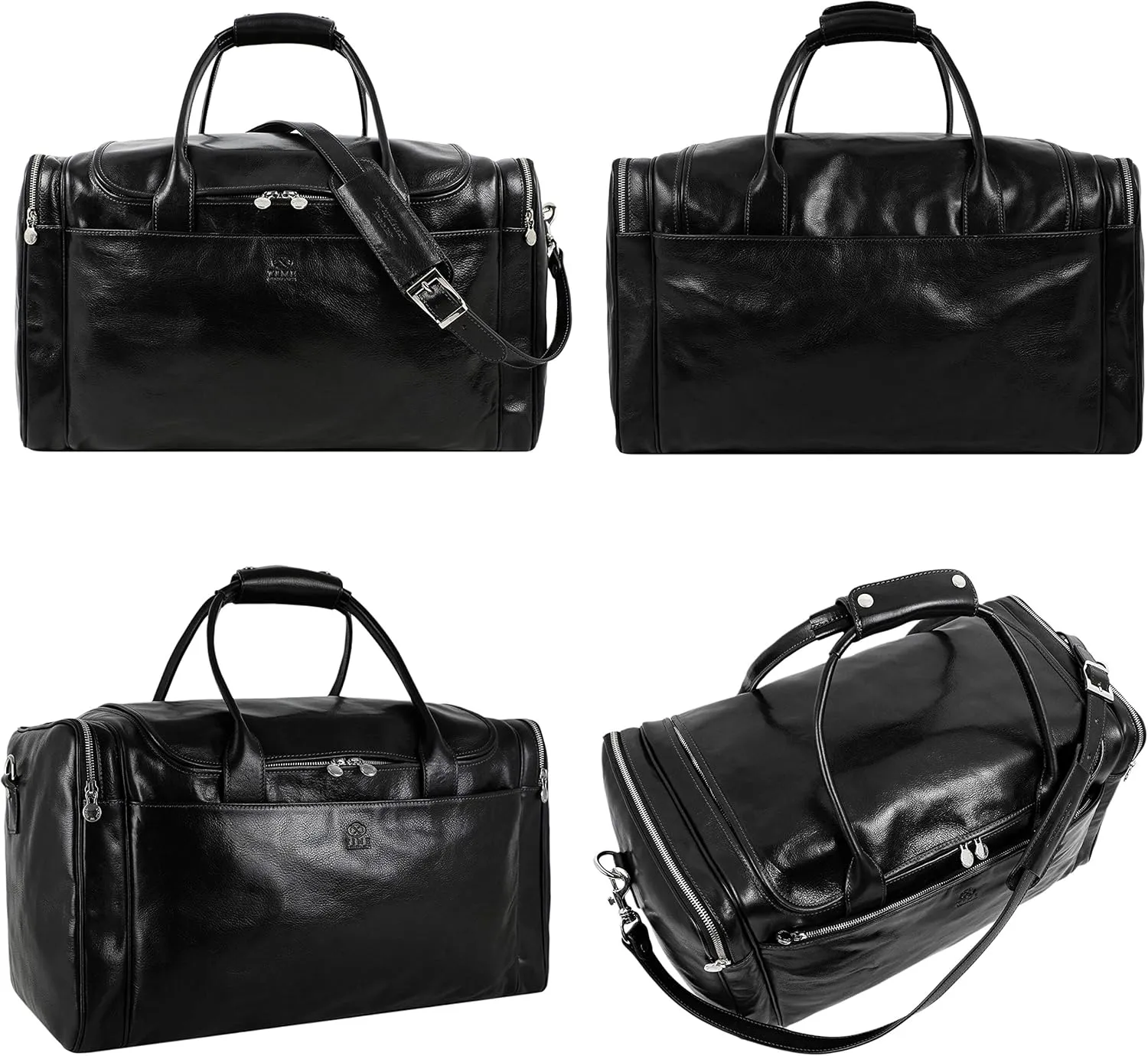 Leather Duffel Bag Weekend Bag Gym Large Travel Bag - Time Resistance